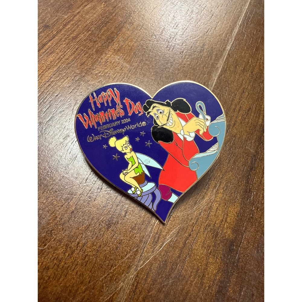 Disney WDW Happy Valentines Day 2004 Captain Hook Tinker Bell Heart Pin 28169